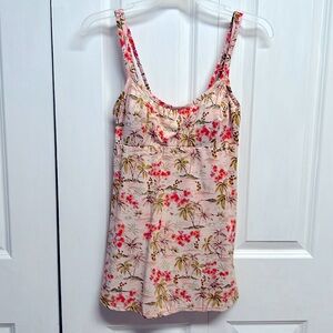 Mainstream Light Pink With Tropical Beach Print One Piece Dress Bathing Suit 12